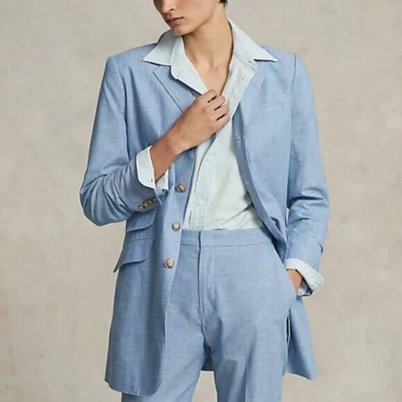Polo Ralph Lauren Jackets & Blazers - Polo by Ralph Lauren Long Chambray Cotton Blazer Jacket Size 4 New